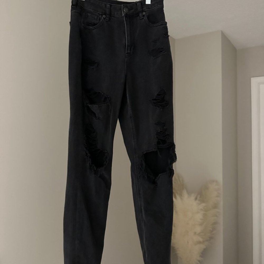 ripped black mom jeans